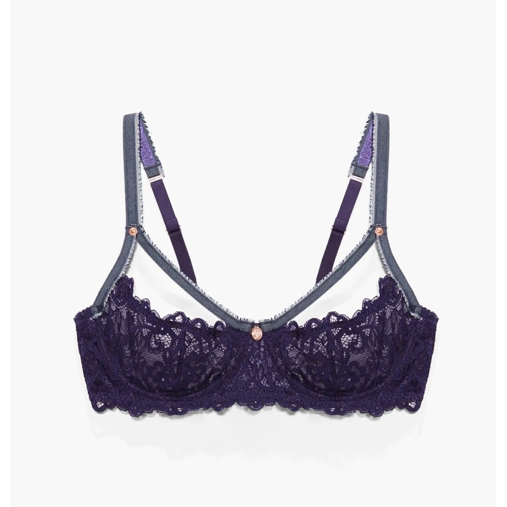 Savage X Fenty Framed in Denim quarter cup bra 34B Underwire Cameo Charm